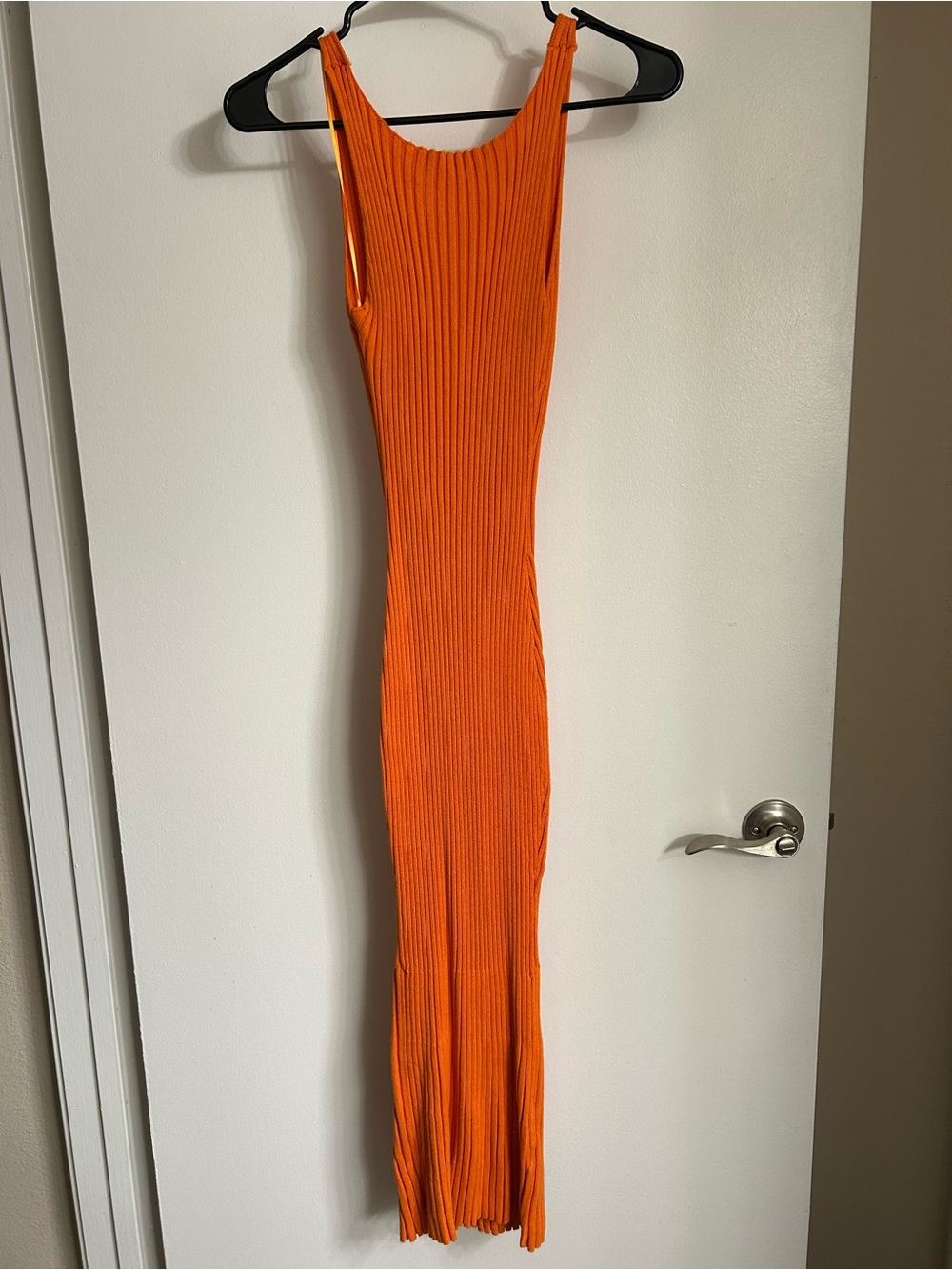Ribbed Low Back Maxi Dress in Orange